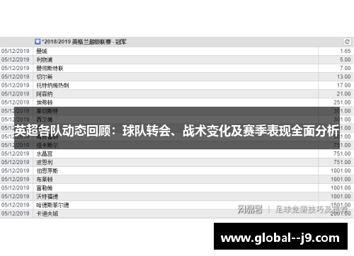 英超各队动态回顾：球队转会、战术变化及赛季表现全面分析